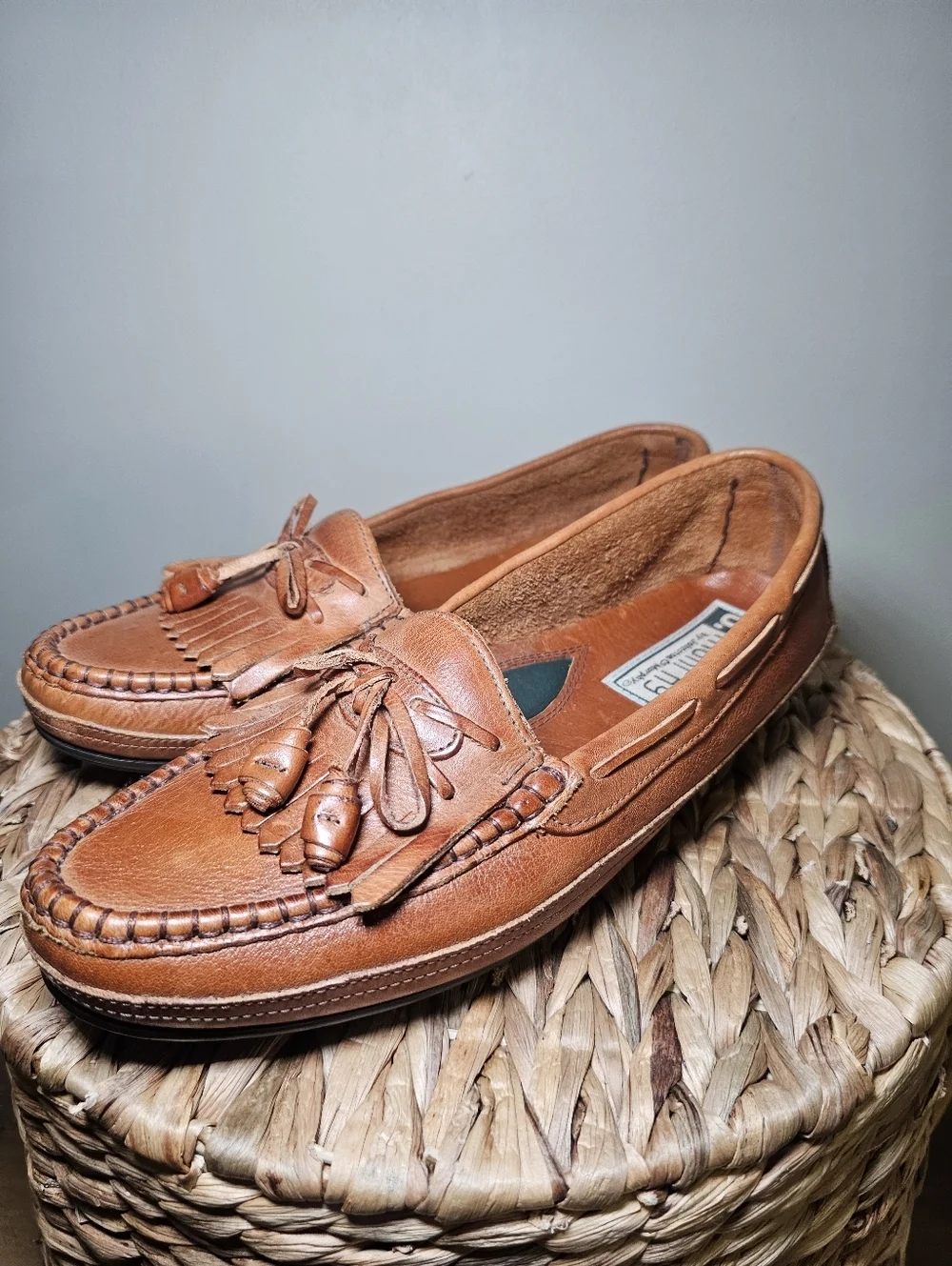 Brown Leather Tassel Loafers Mens Size 10 Driving Shoes Classic Preppy